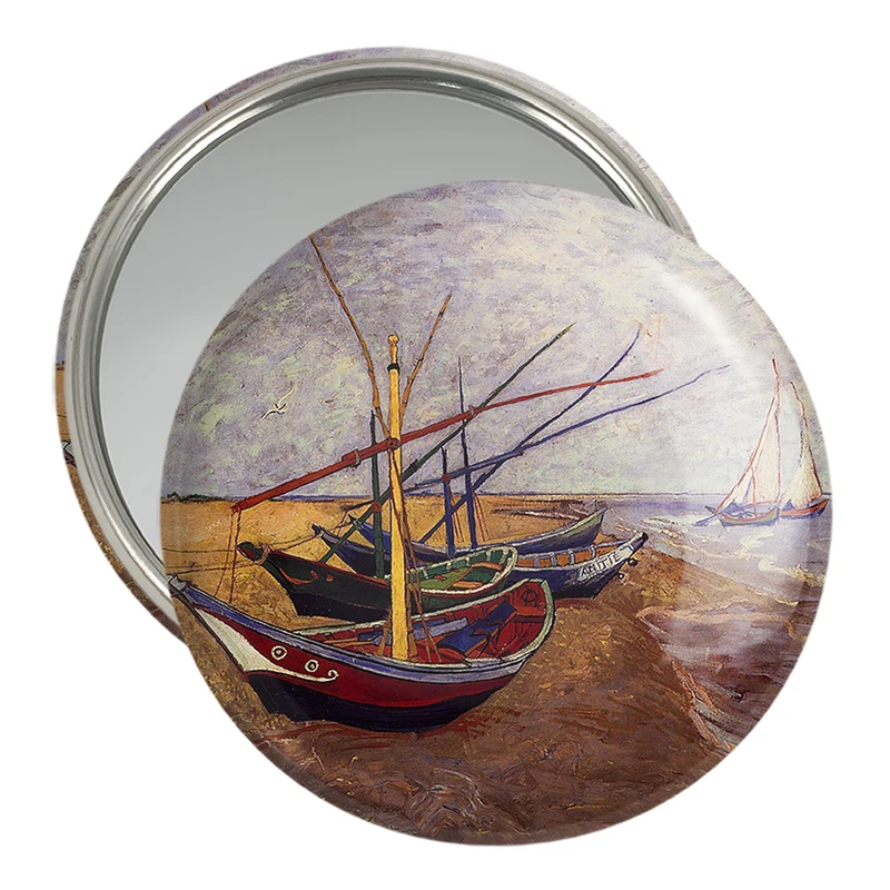 آینه جیبی خندالو مدل نقاشی قایق ماهیگیری اثر ونسان ونگوگ کد 25443