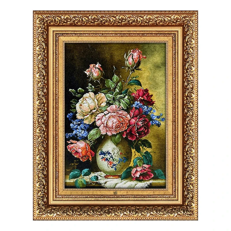 تابلو فرش دستباف فرش میرنظامی طرح گل و گلدان کد 2069