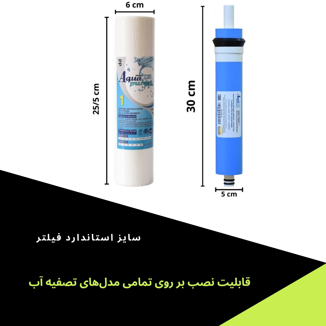 فیلتر دستگاه تصفیه کننده آب آکوا پیورست مدل RO-PRO 03 مجموعه 3 عددی فیلتر دستگاه تصفیه کننده آب آکوا پیورست مدل RO-PRO 03 مجموعه 3 عددی
