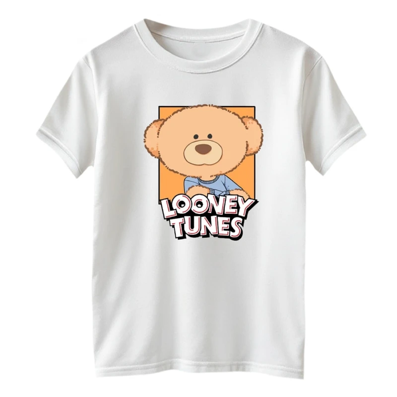 تی شرت آستین کوتاه یقه گرد  بچگانه مدل خرس کیوت