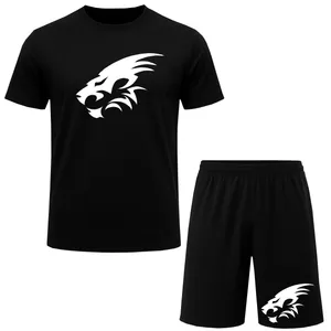 ست تی‌شرت آستین کوتاه و شلوارک راحتی مردانه مدل A187 طرح پلنگ