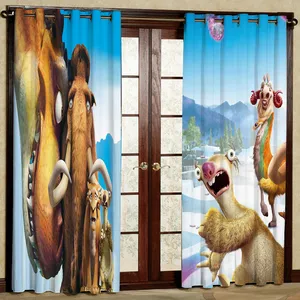 پرده مدل کارتون عصر یخبندان مخمل پانچی کد 1197 سایز 140x280 سانتی متر