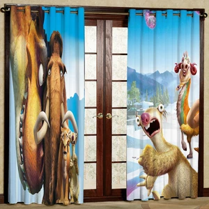 پرده مدل کارتون عصر یخبندان مخمل پانچی کد 1197 سایز 140x280 سانتی متر