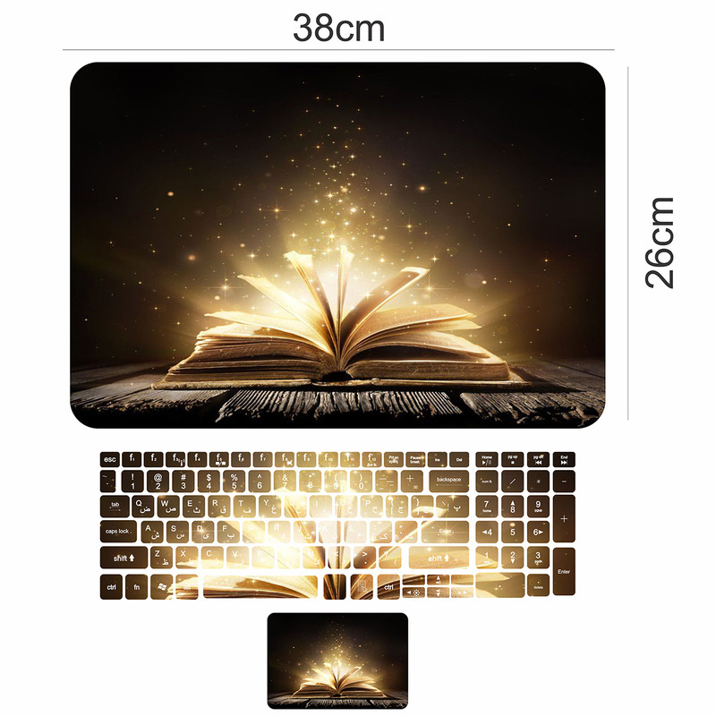  استیکر لپ تاپ مدل holy book مناسب برای لپ تاپ 17 اینچ به همراه برچسب حروف فارسی کیبورد