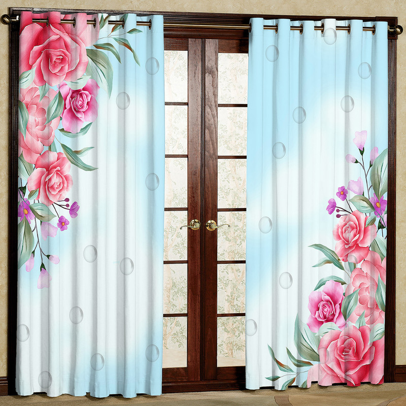  پرده مدل گل و حباب هازان پانچی کد 4676 سایز 140x200 سانتی متر