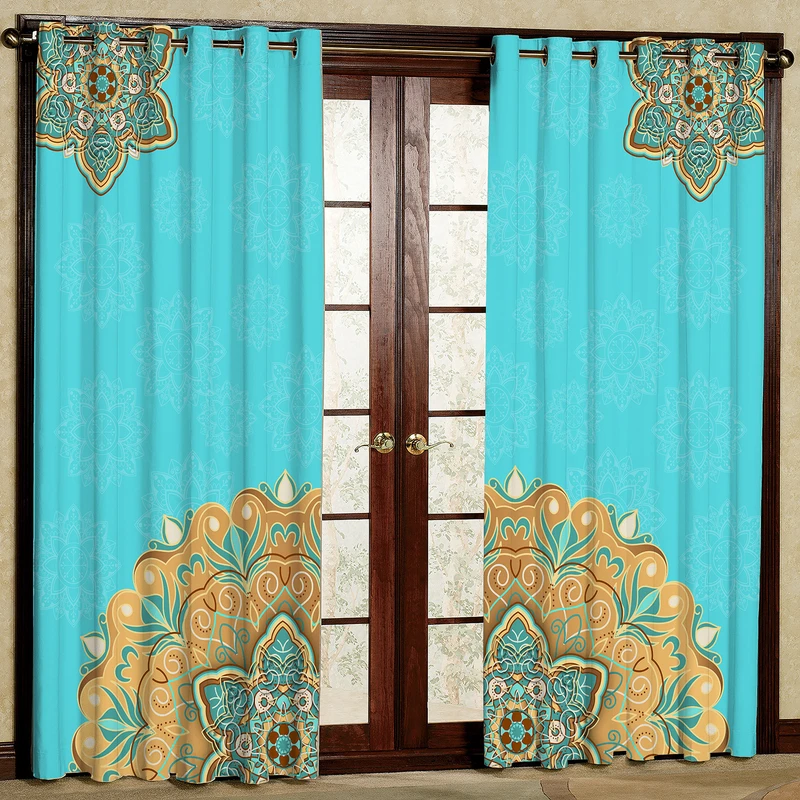 پرده بارمان دکور طرح اسلیمی مدل مخمل پانچی کد 56-4855 W سایز 140x280 سانتی متر