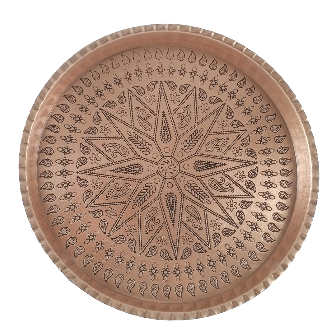 Copper round tray, size 4, diameter 22cm, code 4009