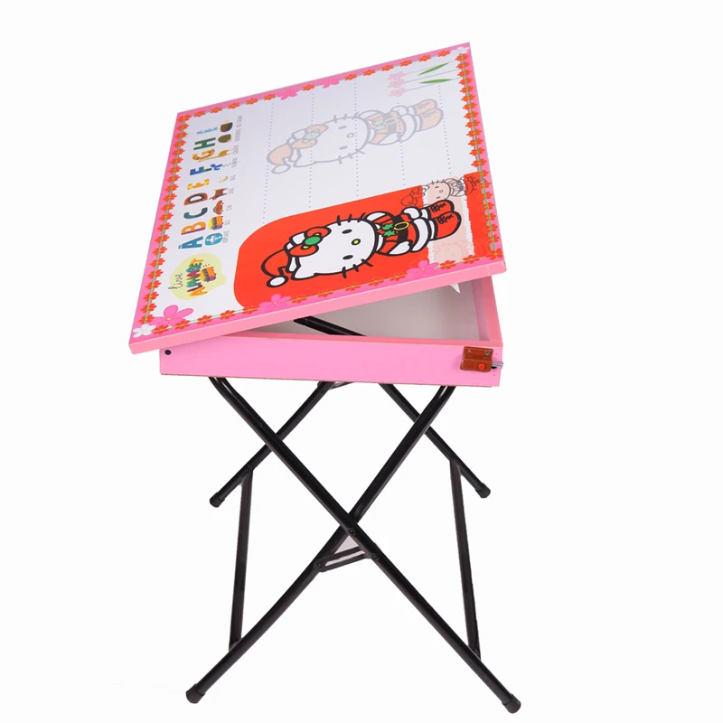 میز تحریر پایه بلند باکسدار طرح کیتی (وایت بردی،تاشو،تنظیم شونده ارتفاع)