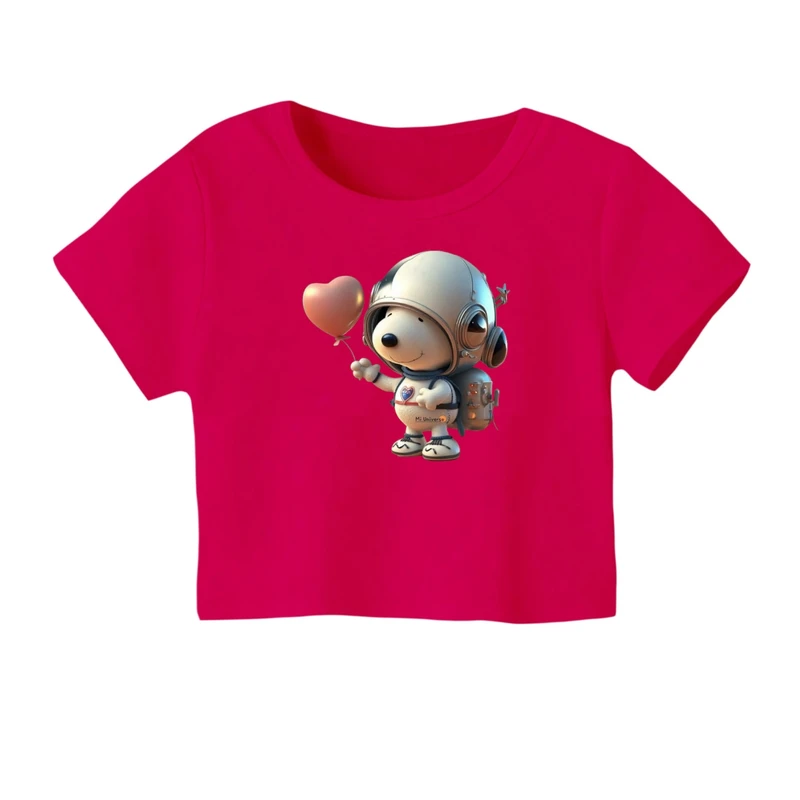 کراپ‌ تی‌شرت آستین کوتاه زنانه مدل اسنوپی کد ۳۰