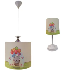 چراغ رومیزی کودک طرح خرس با بالن به همراه چراغ آویز