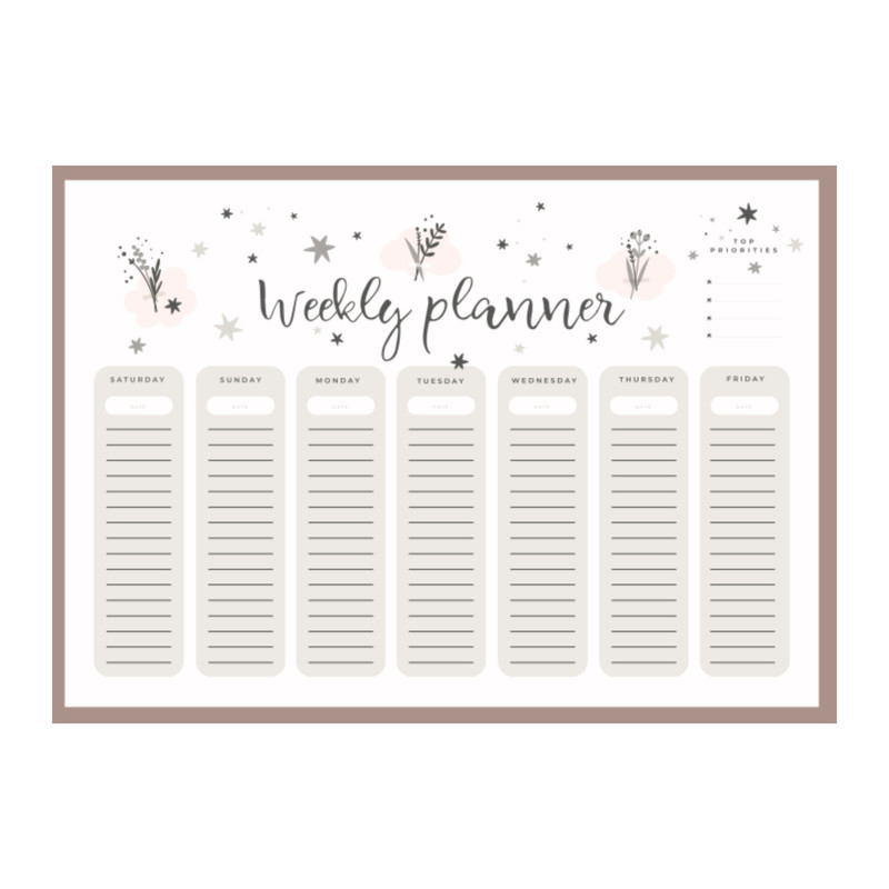 کاغذ یادداشت مدل برنامه ریزی هفتگی weekly planner طرح ستاره