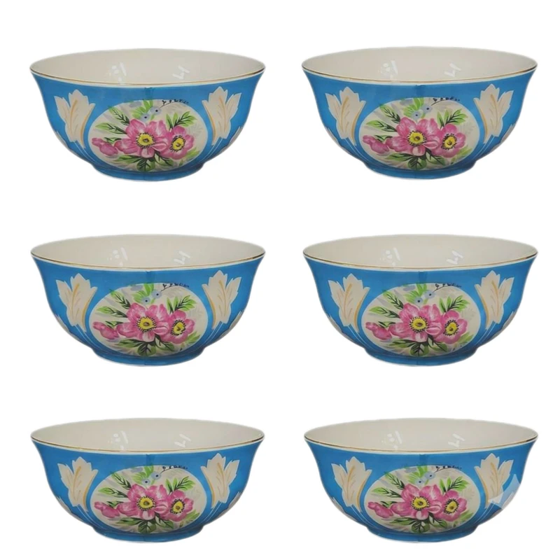 کاسه آبگوشت خوری چینی طرح گل بسته 6 عددی
