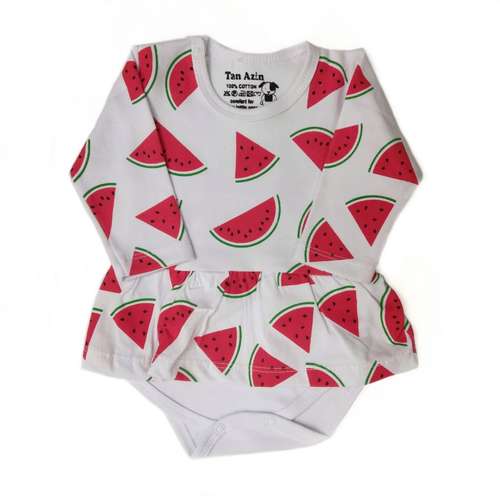 پیراهن دخترانه مدل یلدا طرح هندوانه ای 