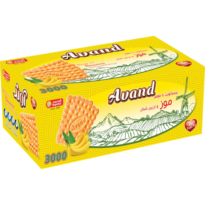 بیسکویت 3000 با طعم موز و تزیین شکر آوند - 2800 گرم