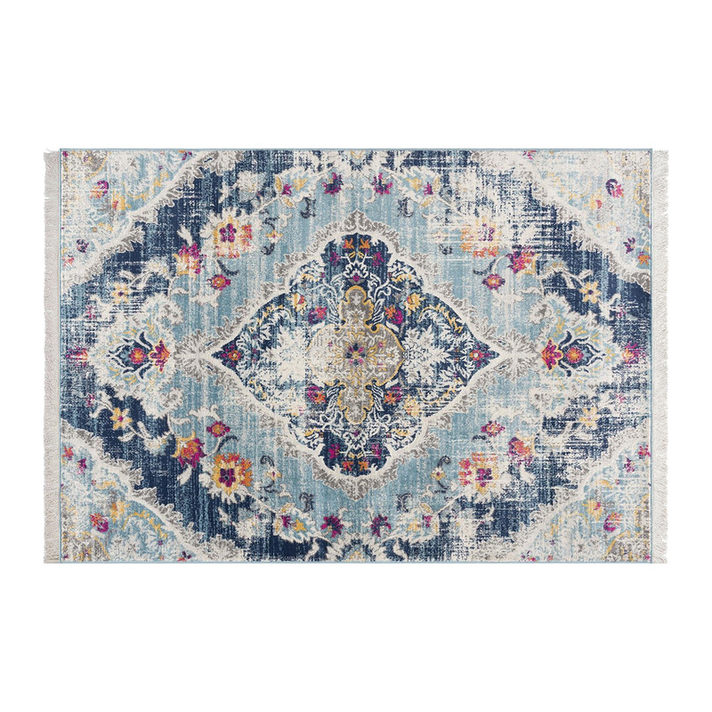 فرش ماشینی زانیس مدل وینتیج طرح تبریز زمینه سرمه ای