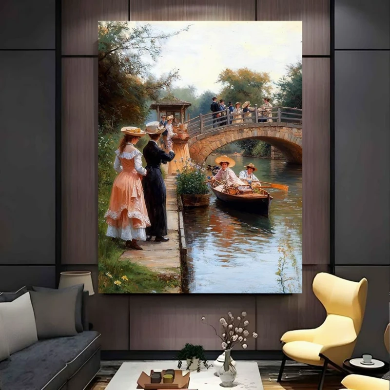 تابلو بوم طرح نقاشی کلاسیک مدل قایق سواری کد BK24541