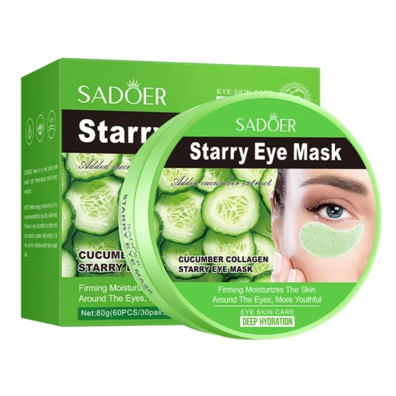 ماسک زیر چشم سادور مدل کلاژن با عصاره خیار مناسب برای انواع پوست وزن 80 گرم بسته 60 عددی