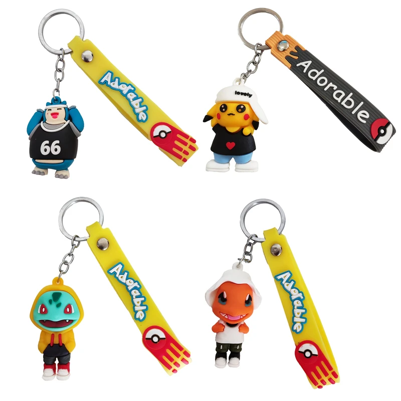 جاکلیدی مدل سیلیکونی طرح انیمه پوکمون پیکاچو و دوستان کد DB21 مجموعه 4 عددی