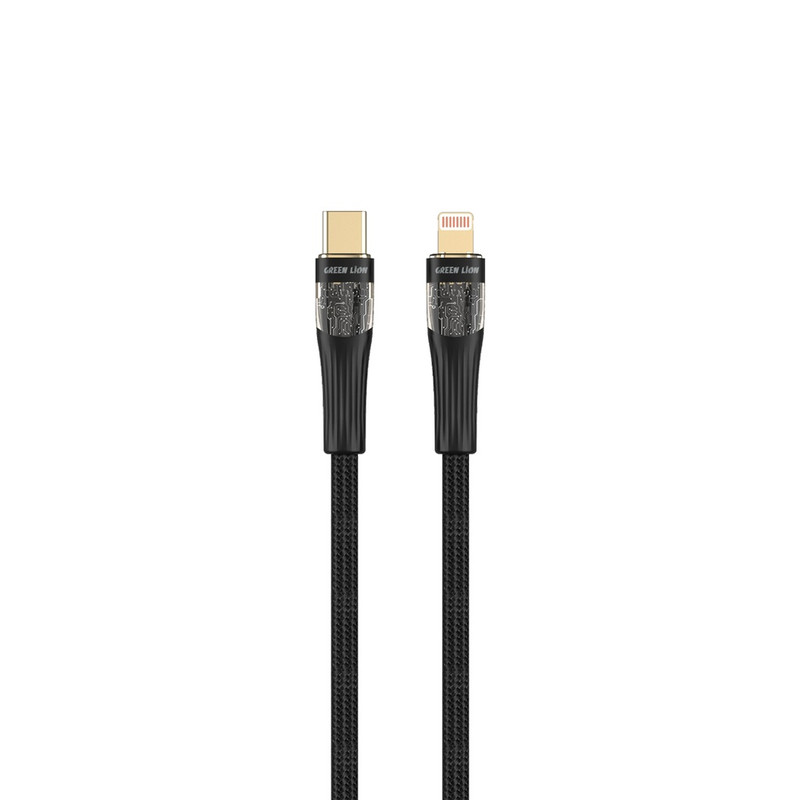 کابل تبدیل USB-C به لایتنینگ گرین لاین مدل transparent طول ۱ متر