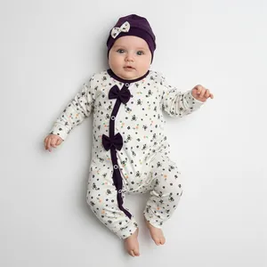 ست سرهمی آستین بلند راحتی و کلاه نوزادی مدل بهار کد 3