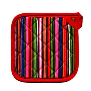 دستگیره کتان 20 × 20 رزین تاژ طرح راه راه رنگی