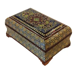 جعبه چهارضلعی خاتم لوح هنر طرح هندسی کد 1038