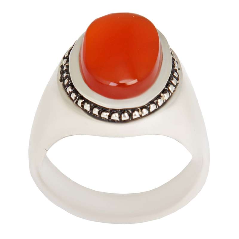 انگشتر نقره مردانه بازرگانی میلادی مدل عقیق یمانی رکاب کد AM_2373