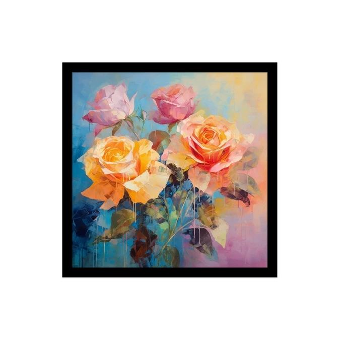 تابلو نوری بکلیت طرح نقاشی گل رز رنگی مدل B-MID-16300