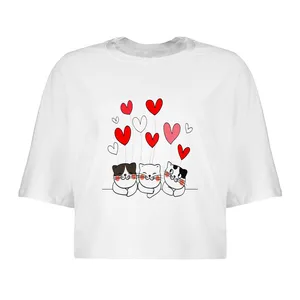 کراپ‌تاپ آستین کوتاه زنانه مدل پیشی کوچولوها کد L04 S