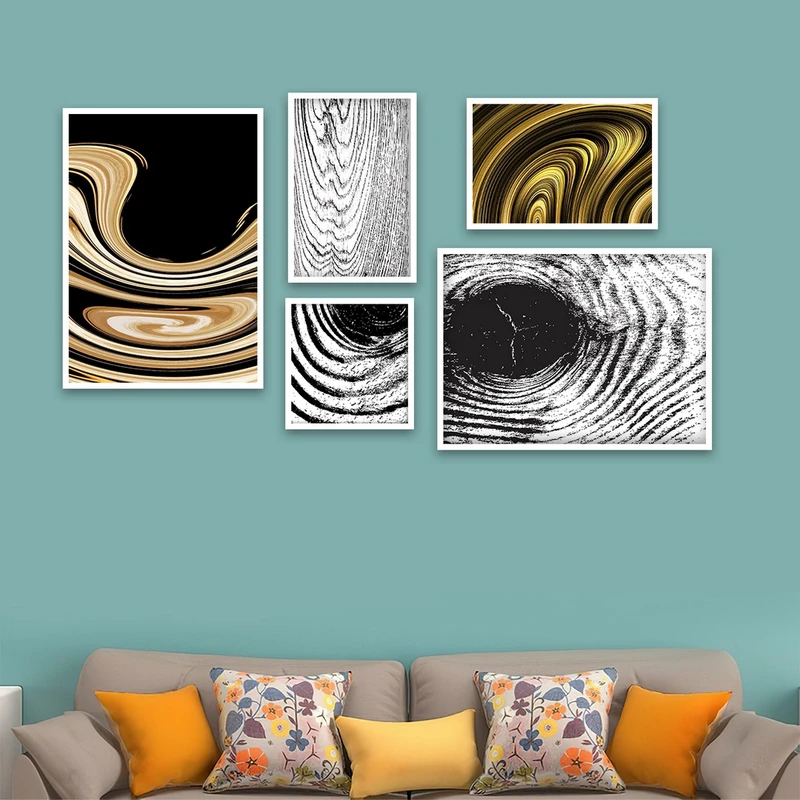 تابلو بکلیت طرح نقاشی انتزاعی مدل شاین اکلیلی W-888مجموعه 5 عددی