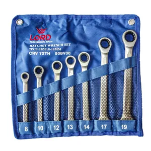 آچار یکسر تخت و یکسر رینگی جغجغه ای لرد مدل AJ-LRD-RAD-7PCS-8.19 مجموعه 7 عددی