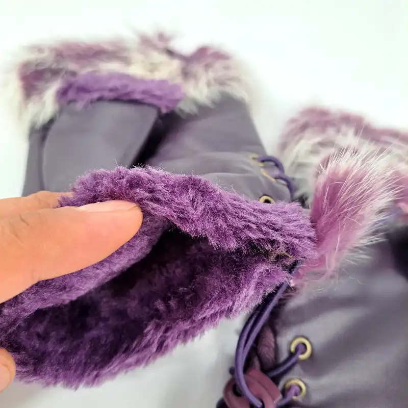 دستکش زنانه مدل نیم انگشتی خز دار کد 1060 رنگ بنفش