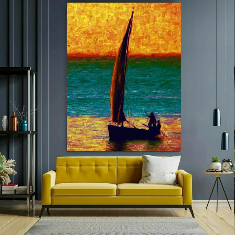 پوستر پارچه ای طرح قایق و دریا کد BK1805