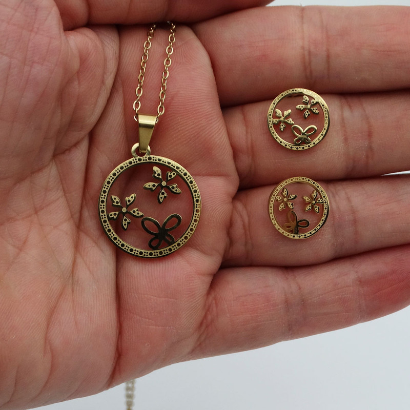 نیم ست دخترانه مدل گل و پروانه زیبا کد SZ 27