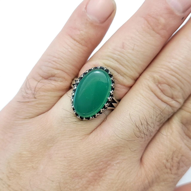 انگشتر نقره مردانه مدل عقیق آبدار کد 7140