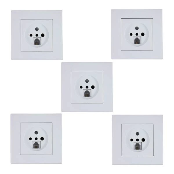 پریز تلفن پارت الکتریک مدل تابش کد 5183 بسته 5 عددی