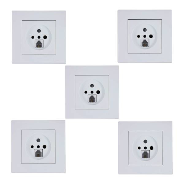 پریز تلفن پارت الکتریک مدل تابش کد 5183 بسته 5 عددی