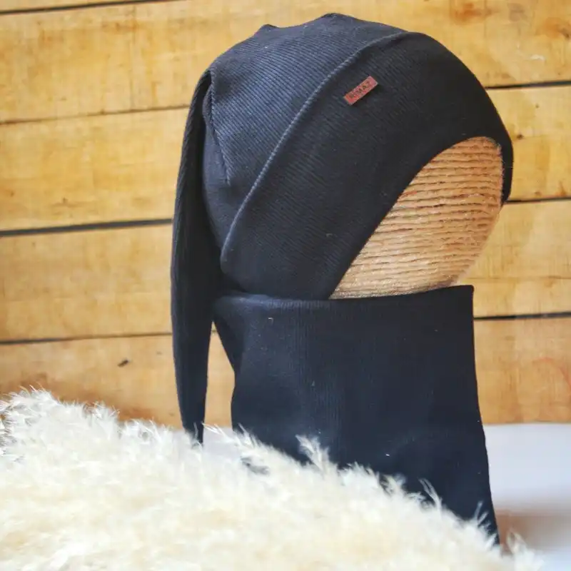 ست کلاه و شال گردن بچگانه ریماز مدل خرگوشی کد m856 رنگ مشکی