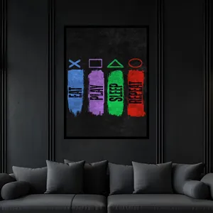 تابلو بکلیت طرح گیم و گیمینگ و گیم نت دکمه دسته بازی ps مدل B-bu6012 فریم مشکی