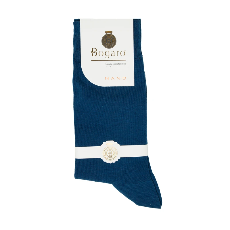 جوراب ساق بلند مردانه بوگارو مدل نانو نخی رنگ آبی نفتی