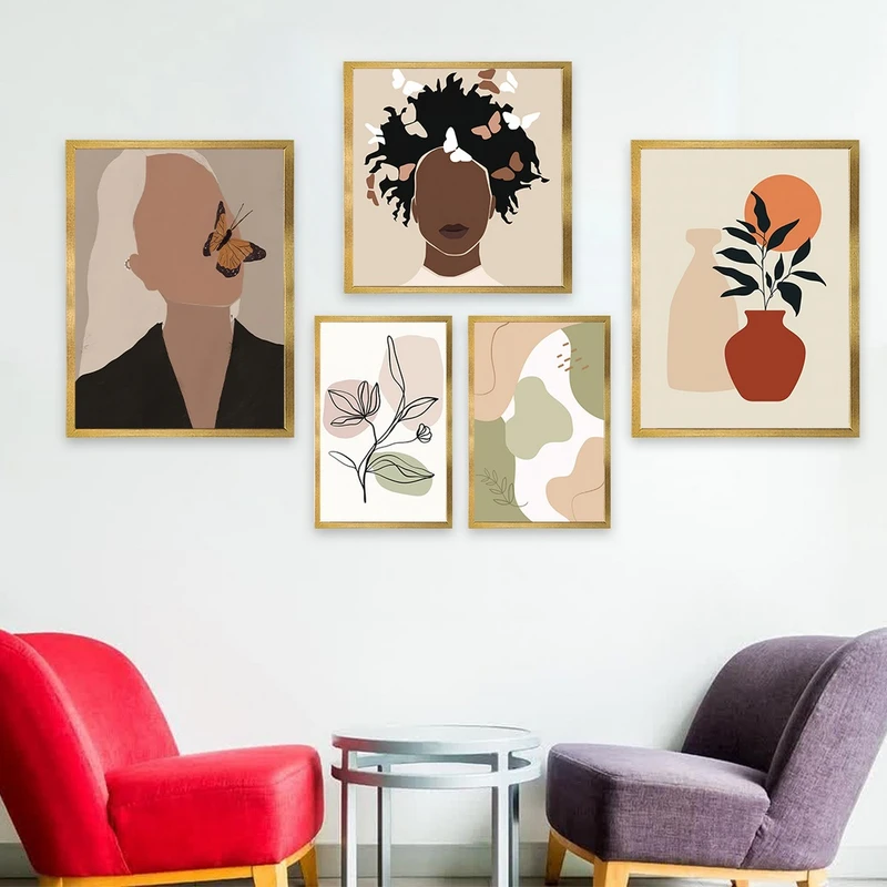 تابلو بکلیت طرح نقاشی مدرن مدل شاین اکلیلی T-856 مجموعه 5 عددی