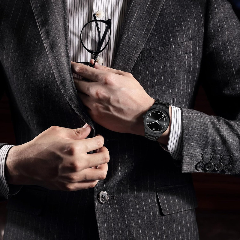 ساعت مچی عقربه‌ای کوارتز مردانه مدل دارک واچ بند سبک قفل مخفی کد ۱۱
