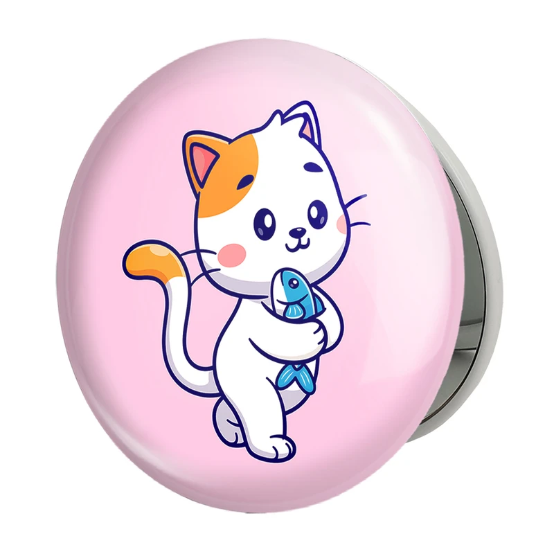 آینه جیبی خندالو طرح  حیوانات بامزه گربه مدل تاشو کد 25438 