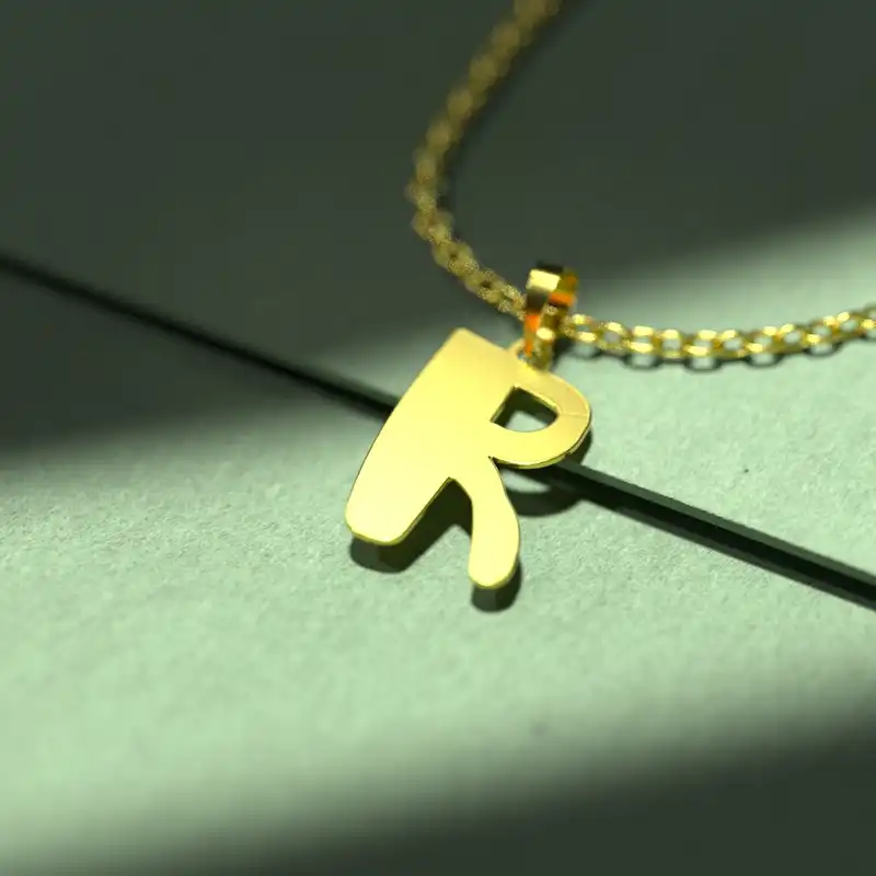 گردنبند طلا 18 عیار زنانه مدوپد مدل حرف R کد H3-1-1049
