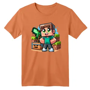 تی شرت آستین کوتاه بچگانه مدل ماینکرفت کد 13 رنگ گلبهی