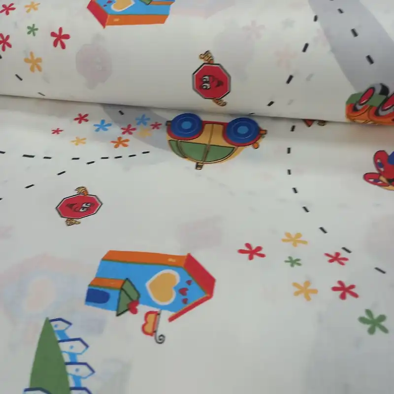 پارچه ملحفه مدل کودک طرح هپی کار