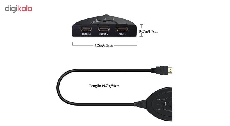 عکس شماره 3 : سوییچ 3 به 1 hdmi مدل 3d-01