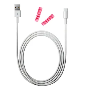 کابل شارژ USB به Type-C مدل KL به طول 2 متر به همراه دو عدد محافظ کابل سیلیکونی