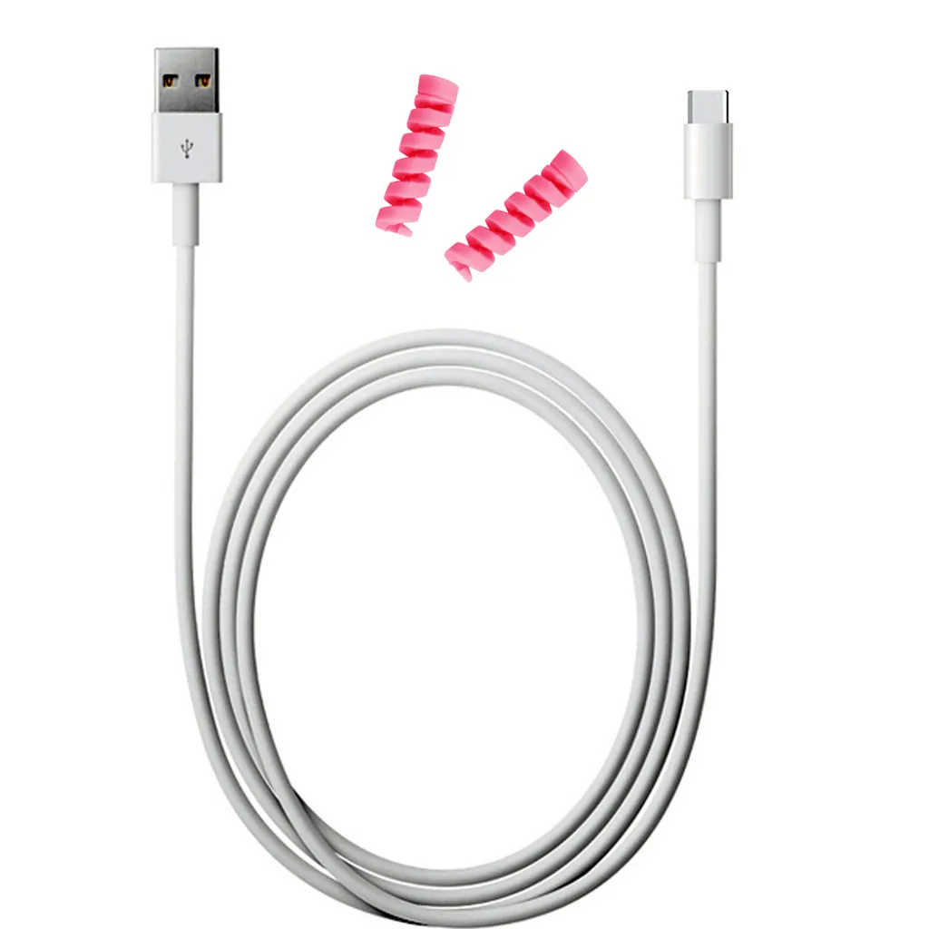 کابل شارژ USB به Type-C مدل KL به طول 2 متر به همراه دو عدد محافظ کابل سیلیکونی