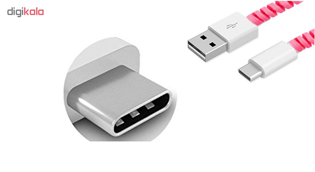 کابل شارژ USB به Type-C مدل KL به طول 2 متر به همراه دو عدد محافظ کابل سیلیکونی
